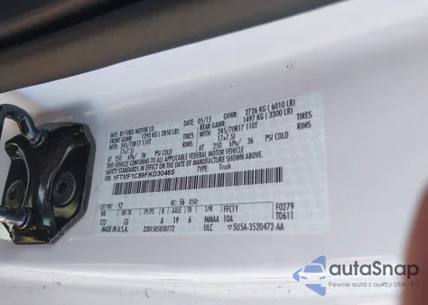 2015 Ford F-150 Xl из США, поврежденный, VIN 1FTMF1C89FKD30465